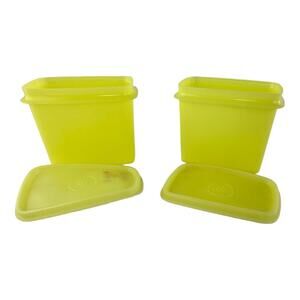 Vintage Tupperware Yellow Shelf Saver Storage Containers W/Lids 1243-4 Set Of 2